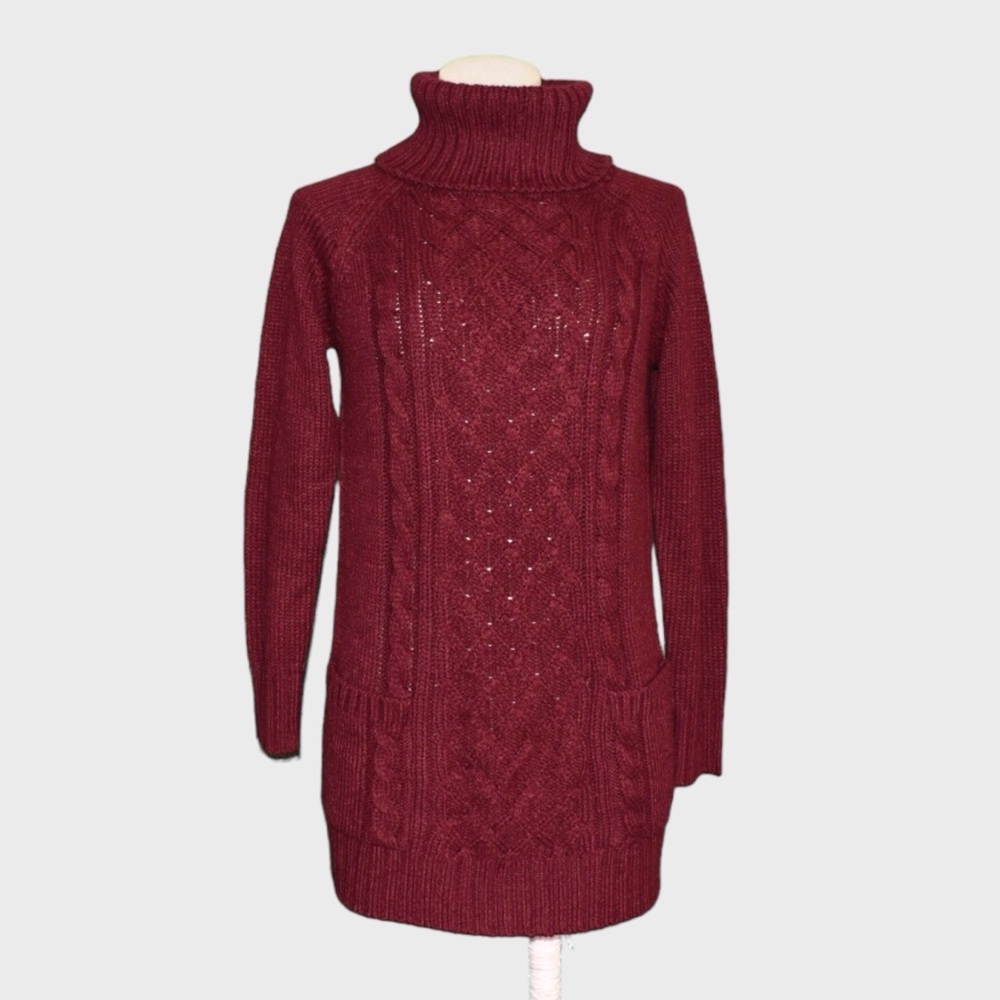 Cotton Emporium Cable Knit Turtleneck Tunic Sweater‎